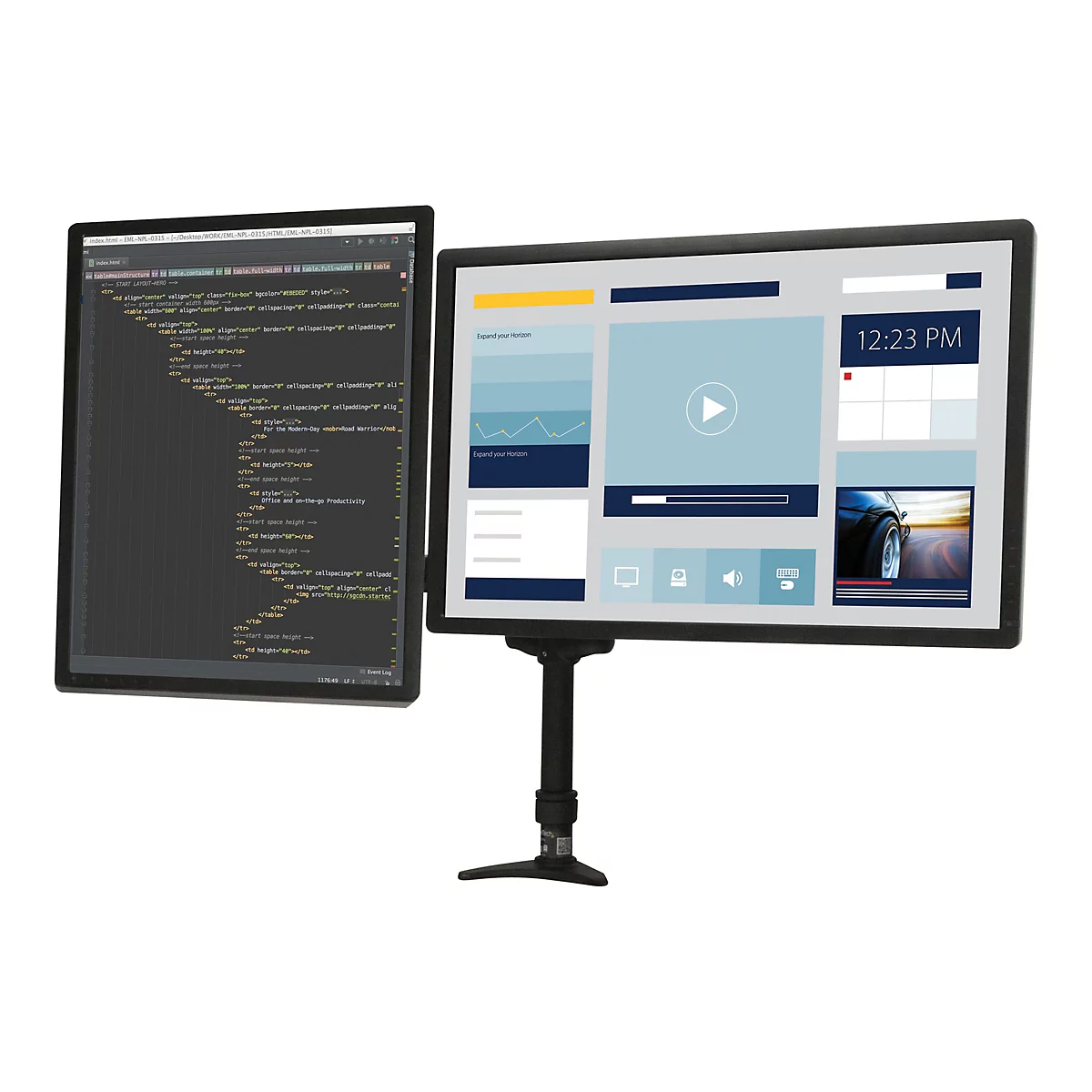 StarTech.com Dual Monitorhalterung mit verstellbaren Armen - Monitor Tischhalterung (12 bis 24) höhenverstellbar mit Kabelführung - Befestigungskit - einstellbarer Arm - für 2 LCD-Displays - Schwarz