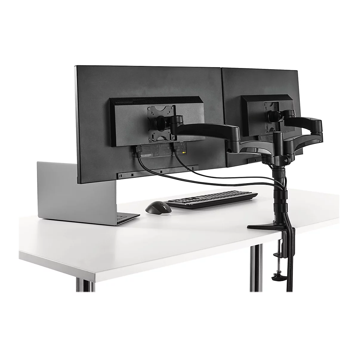 StarTech.com Dual Monitorhalterung mit verstellbaren Armen - Monitor Tischhalterung (12 bis 24) höhenverstellbar mit Kabelführung - Befestigungskit - einstellbarer Arm - für 2 LCD-Displays - Schwarz