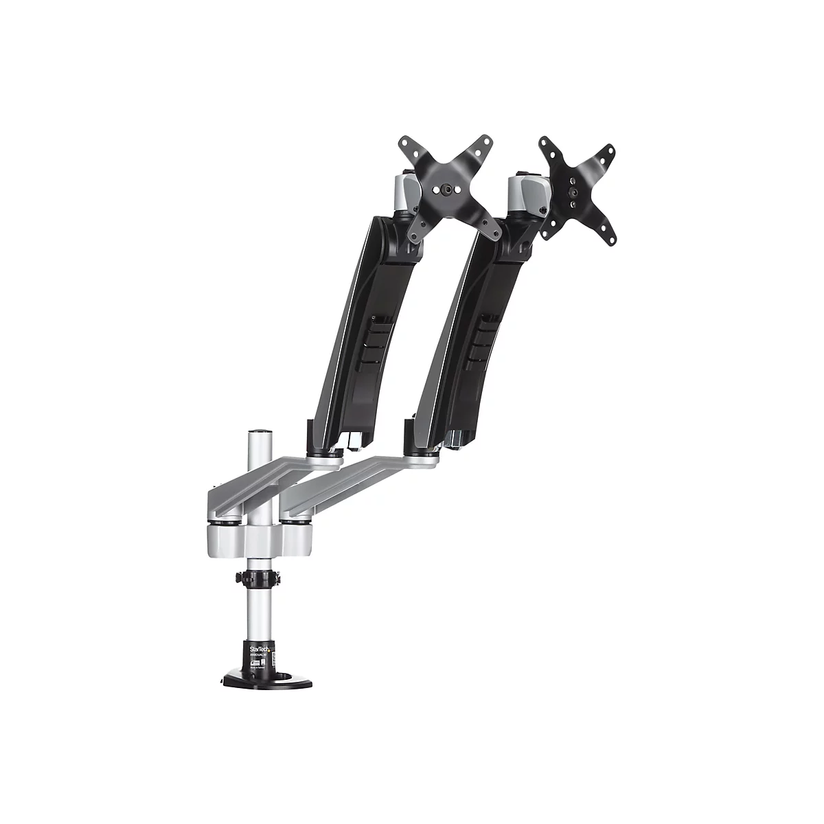 StarTech.com Dual-Monitorhalterung mit voll beweglichem Arm - Stapelbar - Austauschbare Arme und federunterstützte Höhenverstellung - Befestigungskit - full-motion - für LCD-Display - Schwarz, Silber