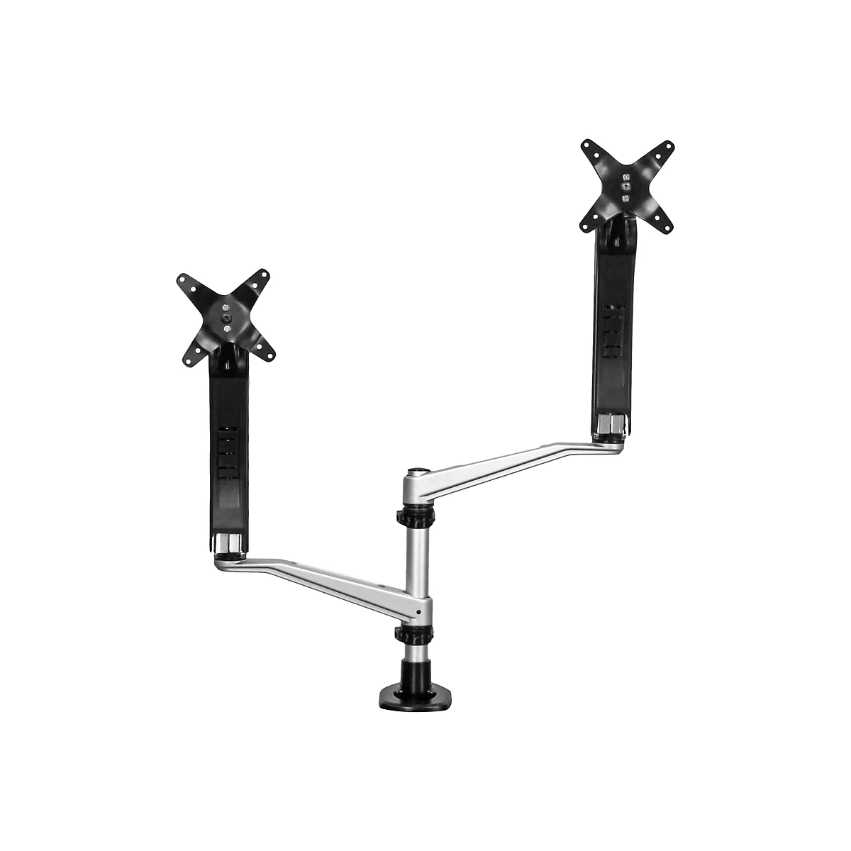 StarTech.com Dual-Monitorhalterung mit voll beweglichem Arm - Stapelbar - Austauschbare Arme und federunterstützte Höhenverstellung - Befestigungskit - full-motion - für LCD-Display - Schwarz, Silber