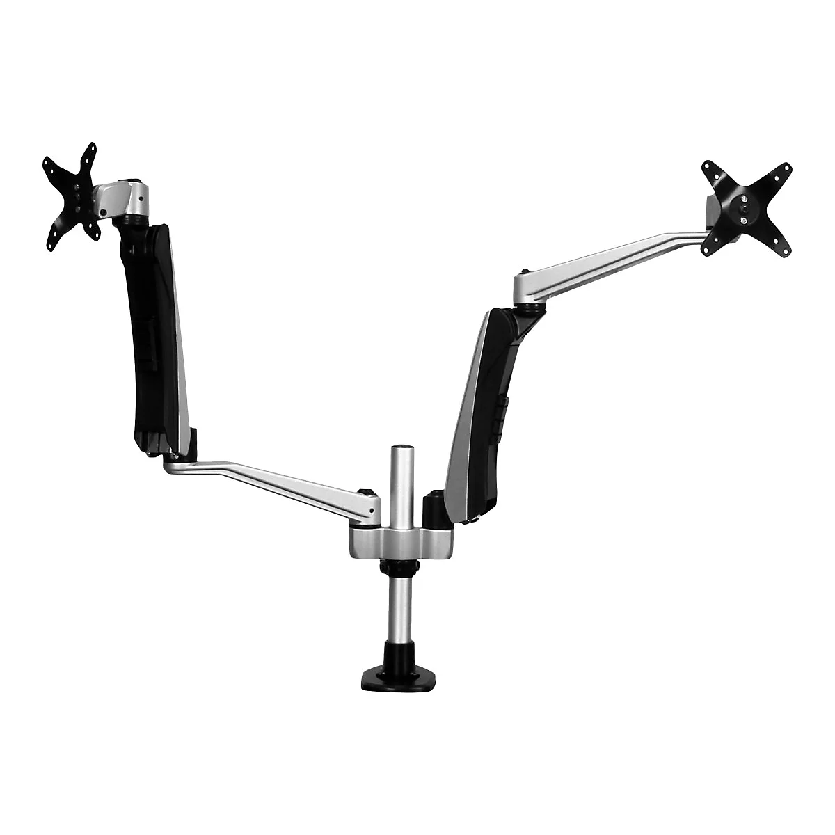 StarTech.com Dual-Monitorhalterung mit voll beweglichem Arm - Stapelbar - Austauschbare Arme und federunterstützte Höhenverstellung - Befestigungskit - full-motion - für LCD-Display - Schwarz, Silber