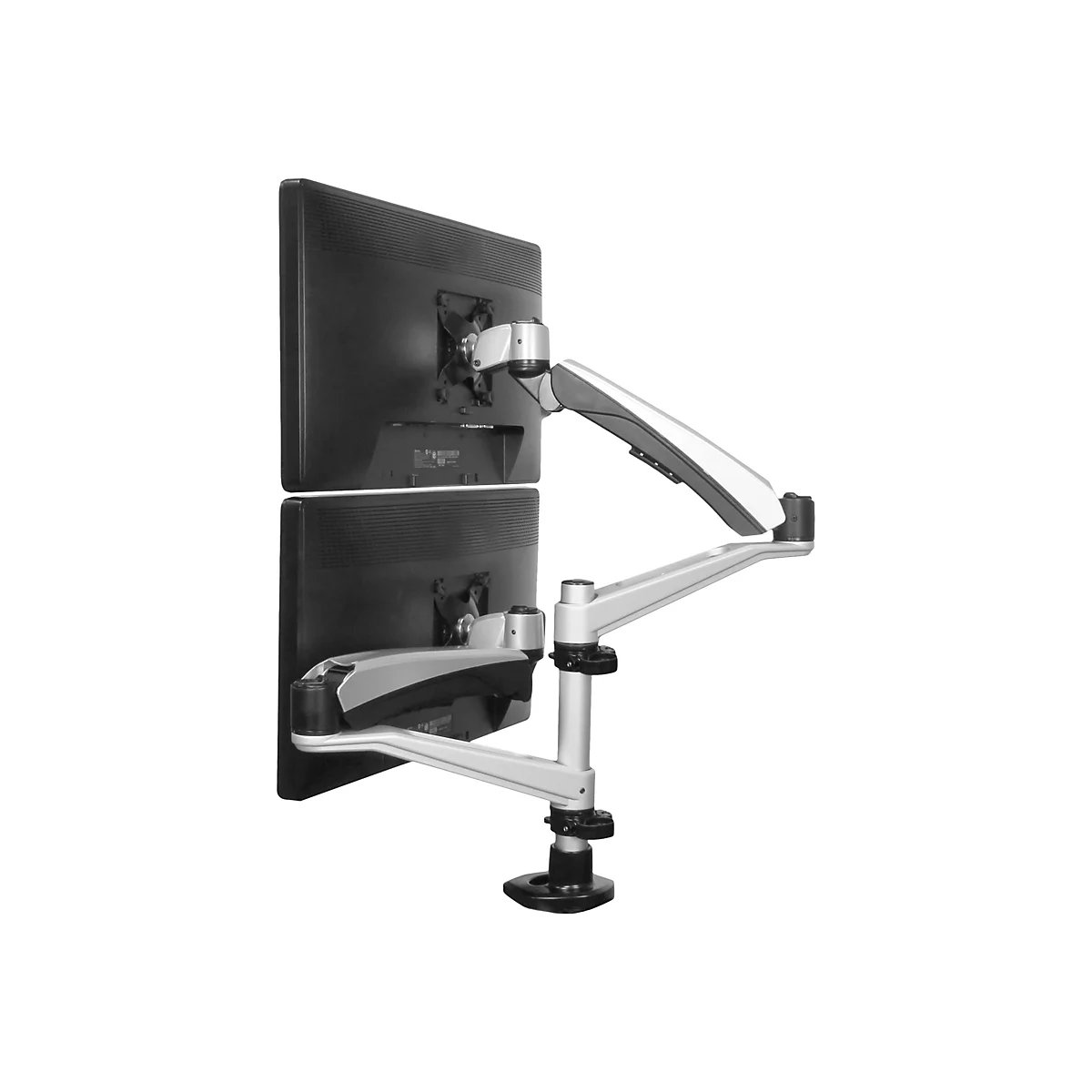 StarTech.com Dual-Monitorhalterung mit voll beweglichem Arm - Stapelbar - Austauschbare Arme und federunterstützte Höhenverstellung - Befestigungskit - full-motion - für LCD-Display - Schwarz, Silber