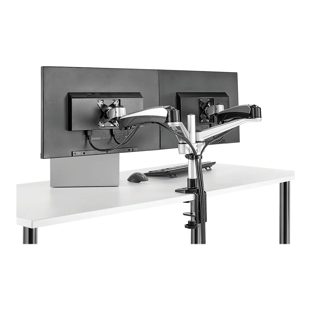 StarTech.com Dual-Monitorhalterung mit voll beweglichem Arm - Stapelbar - Austauschbare Arme und federunterstützte Höhenverstellung - Befestigungskit - full-motion - für LCD-Display - Schwarz, Silber