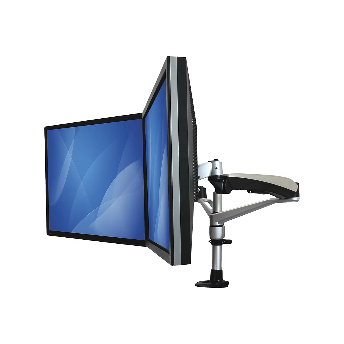 StarTech.com Dual-Monitorhalterung mit voll beweglichem Arm - Stapelbar - Austauschbare Arme und federunterstützte Höhenverstellung - Befestigungskit - full-motion - für LCD-Display - Schwarz, Silber