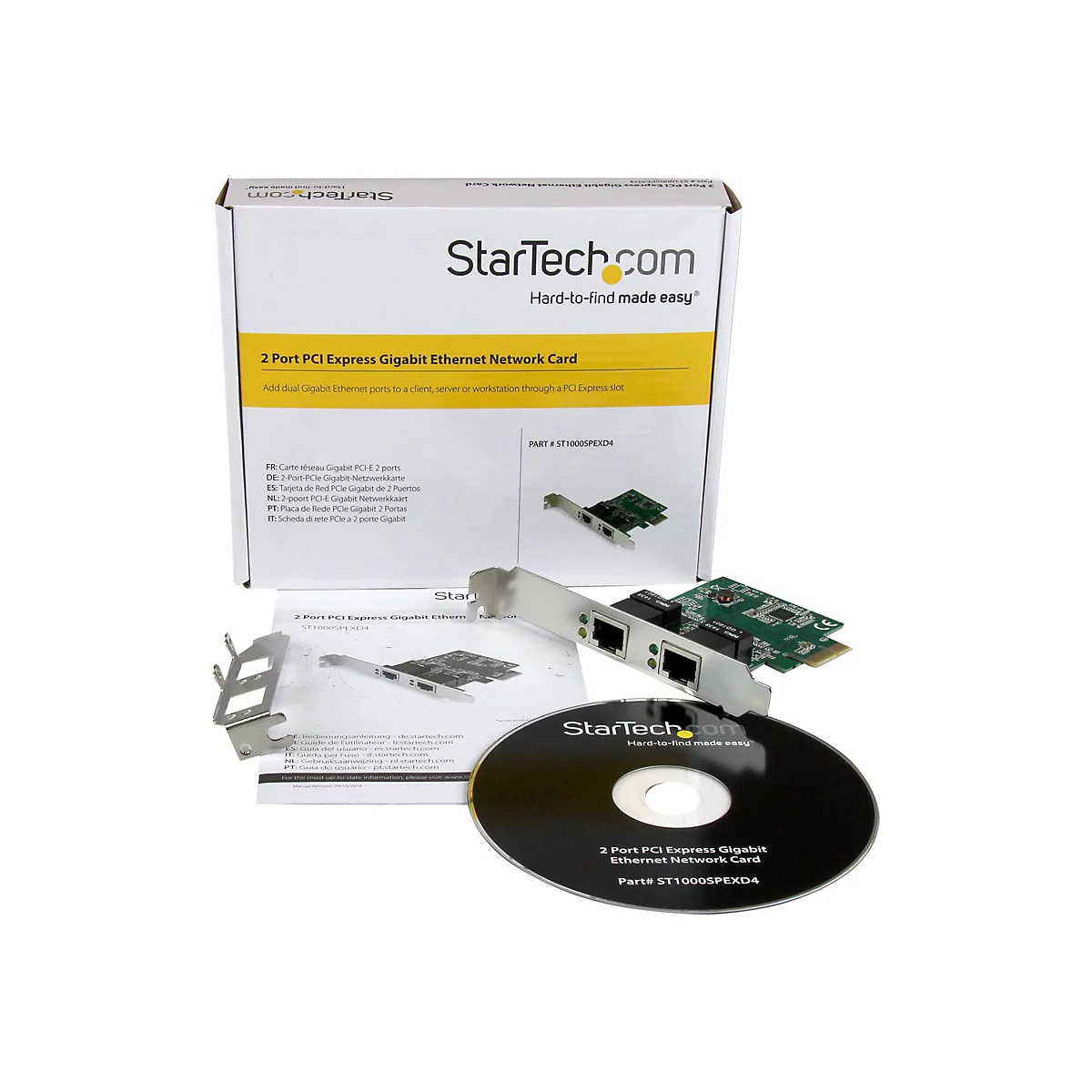 StarTech.com Dual Port Gigabit PCI Express Server Network Adapter Card - 1 Gbps PCIe NIC - Dual Port Server Adapter - 2 Port Ethernet Card (ST1000SPEXD4) - Netzwerkadapter - PCIe - Gigabit Ethernet x 2