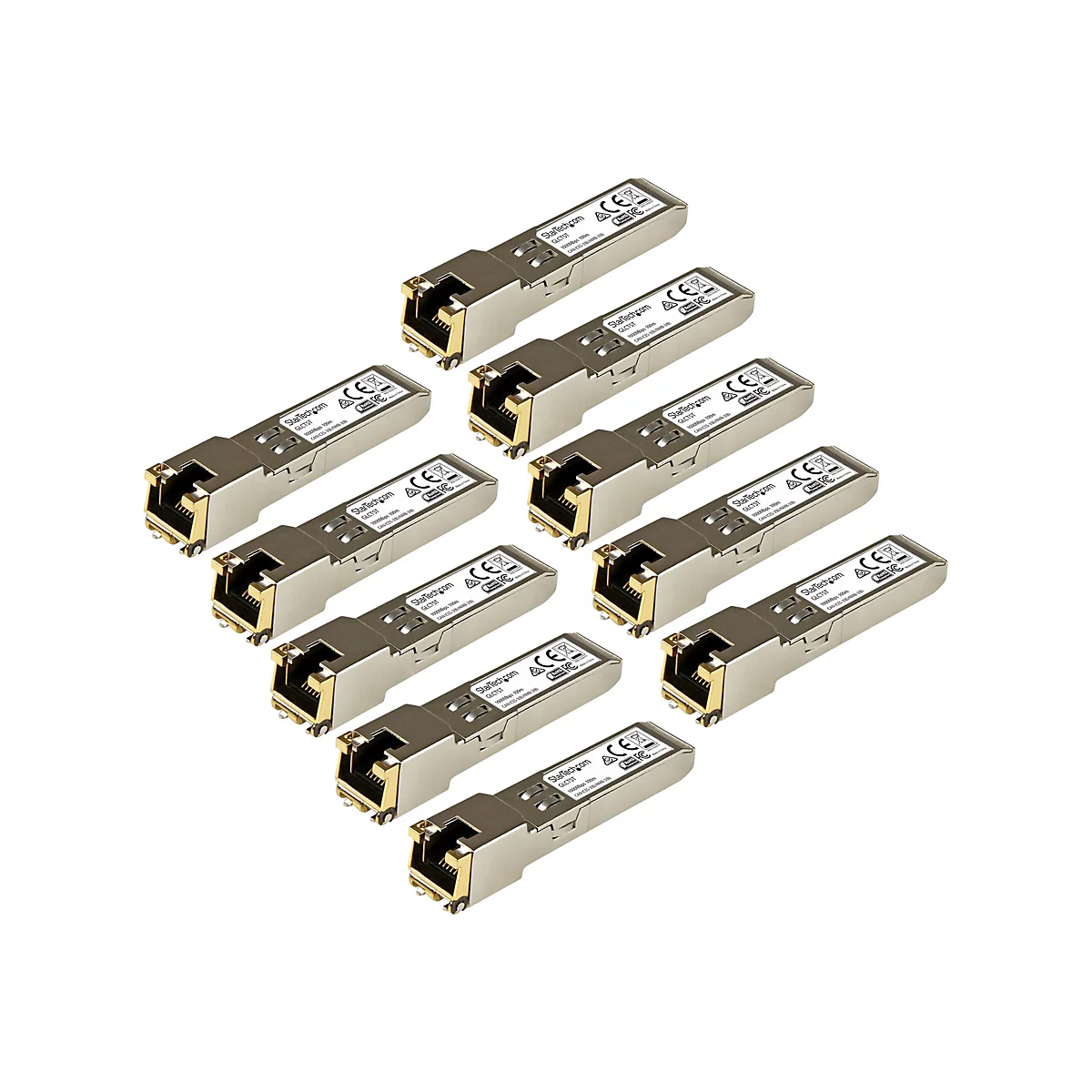 StarTech.com Gigabit RJ45 Kupfer SFP Transceiver Modul - Cisco GLC-T kompatibel - 1000Base-T - Mini-GBIC - 10er Pack - SFP (Mini-GBIC)-Transceiver-Modul (gleichwertig mit: Cisco GLC-T)