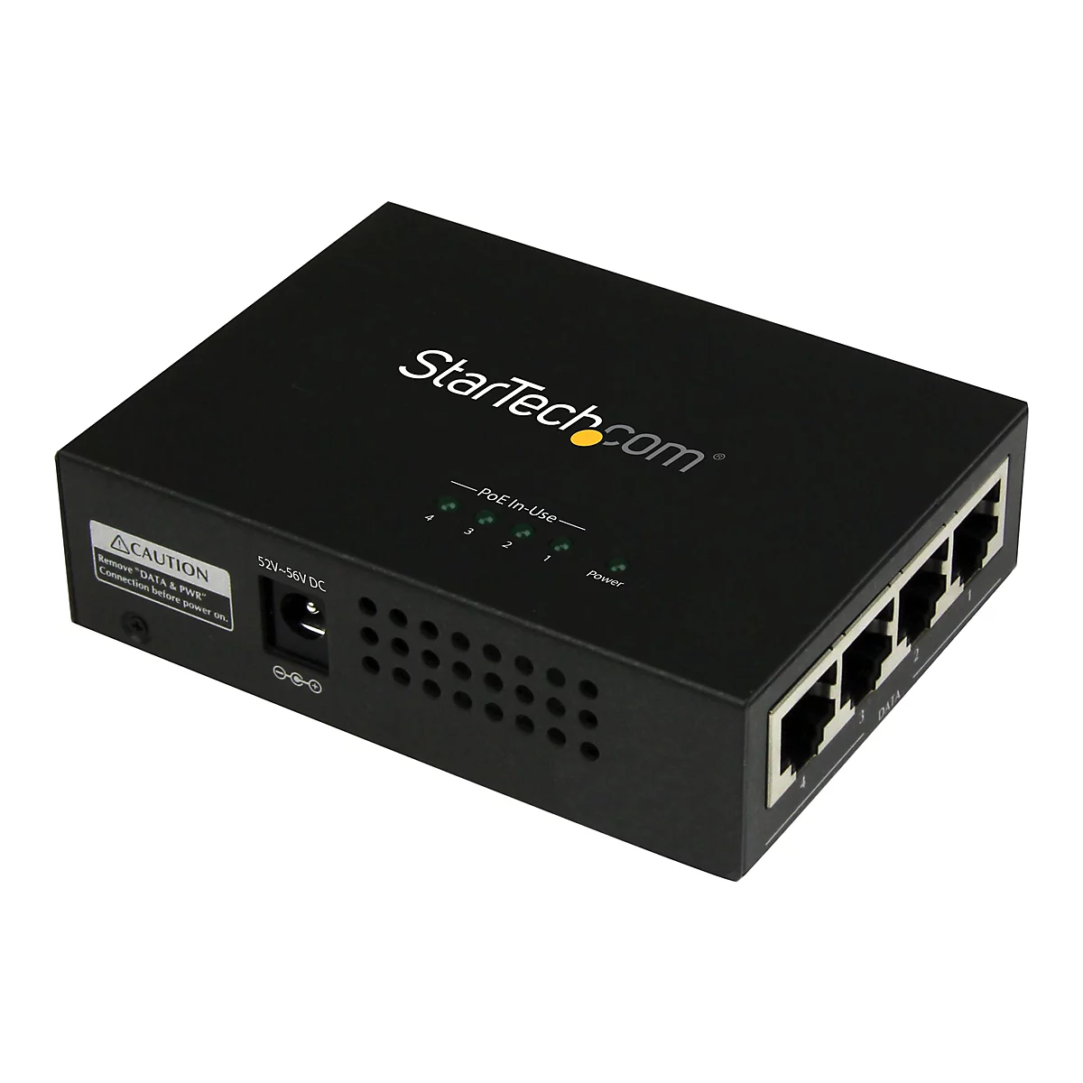 StarTech.com Injecteur PoE+ à 4 ports Gigabit - Midspan Power over Ethernet à fixation murale - 802.3at/af - Injecteur de puissance - 120 Watt