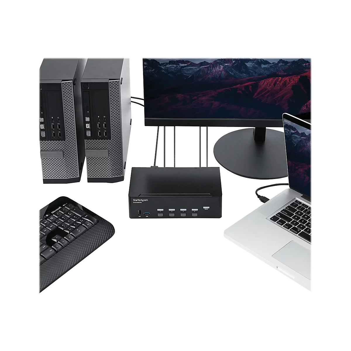 StarTech.com KVM Switch HDMI 4 Port - 4K 30 Hz - KVM Extender für HDMI - KVM HDMI Umschalter - KVM-/Audio-/USB-Switch - 4 Anschlüsse - an Rack montierbar