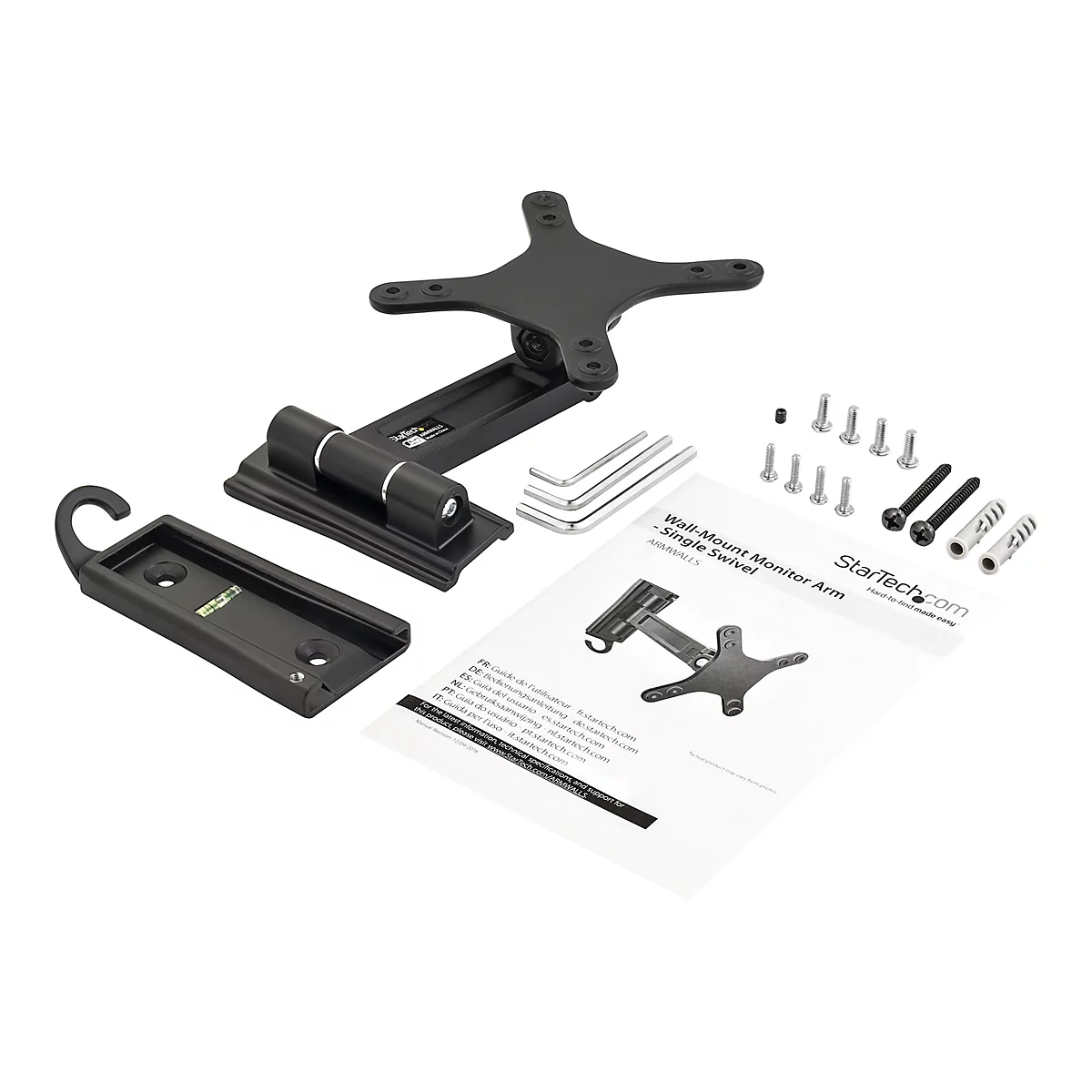 StarTech.com Monitorarm für Wandmontage - Ein Gelenk - Für VESA Monitore / Flachbild TV für bis zu 27 Zoll (15Kg) - Monitor Wandhalterung - verstellbarer Arm - für Monitor/flaches Paneel - Schwarz