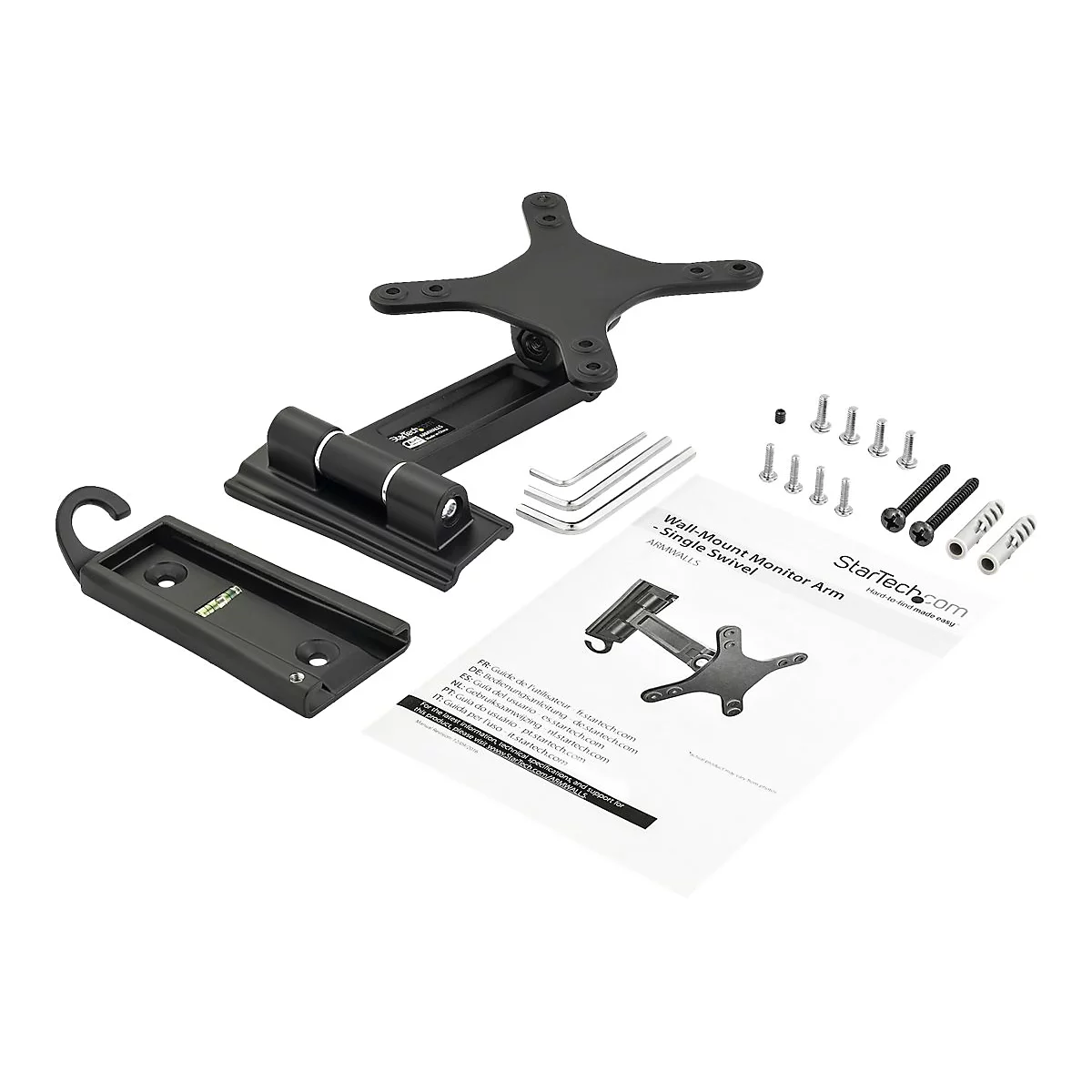 StarTech.com Monitorarm für Wandmontage - Ein Gelenk - Für VESA Monitore / Flachbild TV für bis zu 27 Zoll (15Kg) - Monitor Wandhalterung - verstellbarer Arm - für Monitor/flaches Paneel - Schwarz