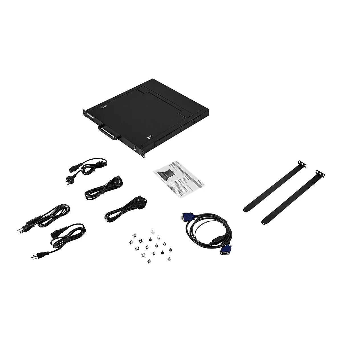 StarTech.com Rack KVM Konsole - US Tastatur(QWERTY), Ein Port VGA KVM mit 17' LCD Monitor - 1HE LCD KVM Konsolenschublade mit Kabeln - USB Unterstützung - 50.000 MTBF (RKCONS1701) - KVM-Konsole mit KVM-Switch