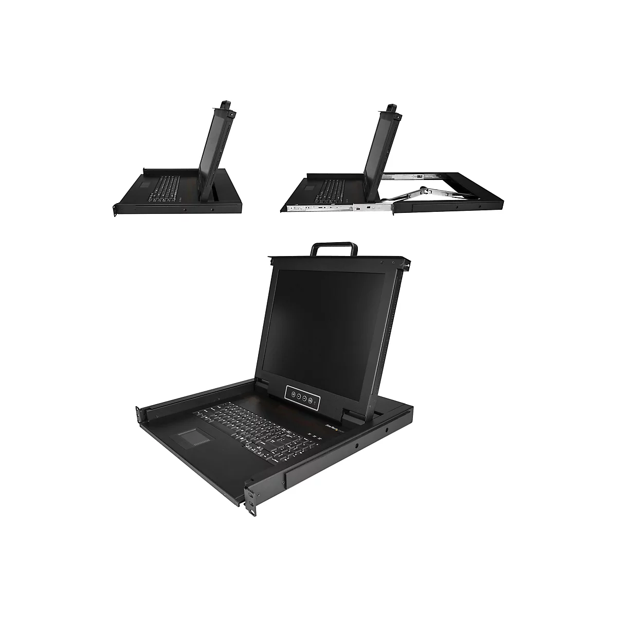 StarTech.com Rack KVM Konsole - US Tastatur(QWERTY), Ein Port VGA KVM mit 17' LCD Monitor - 1HE LCD KVM Konsolenschublade mit Kabeln - USB Unterstützung - 50.000 MTBF (RKCONS1701) - KVM-Konsole mit KVM-Switch