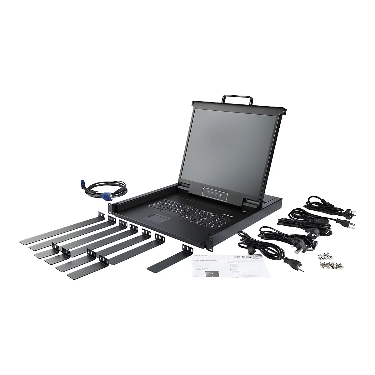 StarTech.com Rack KVM Konsole - US Tastatur(QWERTY), Ein Port VGA KVM mit 19' LCD Monitor - 1HE LCD KVM Konsolenschublade mit Kabeln - USB Unterstützung - 50.000 MTBF (RKCONS1901) - KVM-Konsole