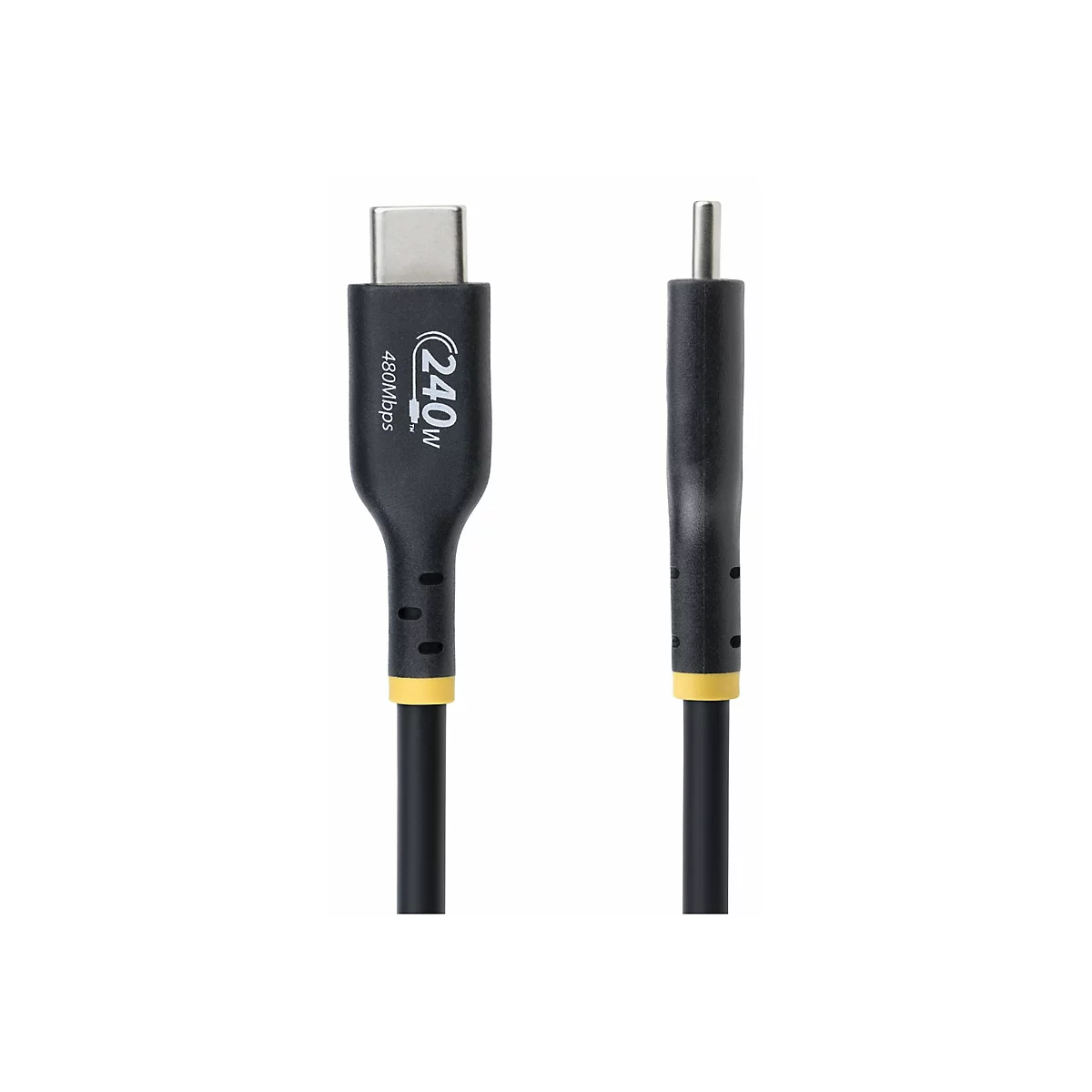Schwarzes USB-C-Kabel mit gelben Akzenten und 240W-Aufdruck.