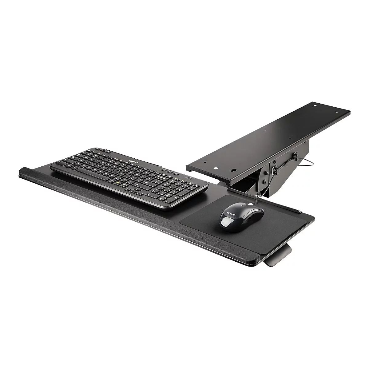StarTech.com Tastaturablage - Höhenverstellbare Tastatur und Mausablage, 25 x 66 cm - Ergonomische Schreibtisch/Computer Tastaturablage mit Mauspad & Handgelenkauflage - Kipp/Drehfunktion (KBTRAYADJ2) - Tastatur-/Mausablage - unter Tisch montierbar