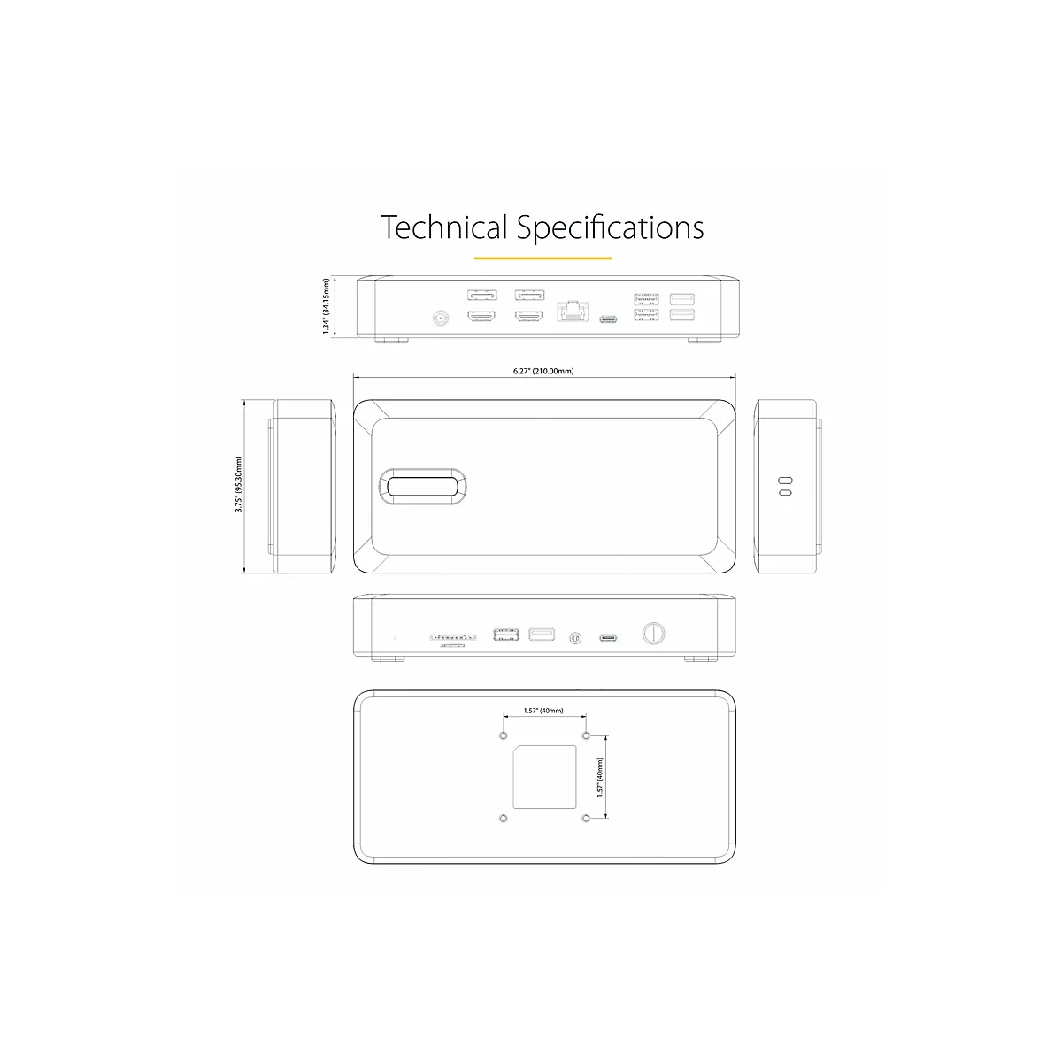 StarTech.com Thunderbolt 4 Multi-Display Docking Station, Quad/Triple/Dual Monitor Dock, 2x HDMI/2x DisplayPort, 7x USB Hub, 2.5 Gigabit Ethernet, 98W Power Delivery, for Windows/MacBook - TB4 Host Cable (132UE-TB4USB4DOCK) - Dockingstation - Thun...