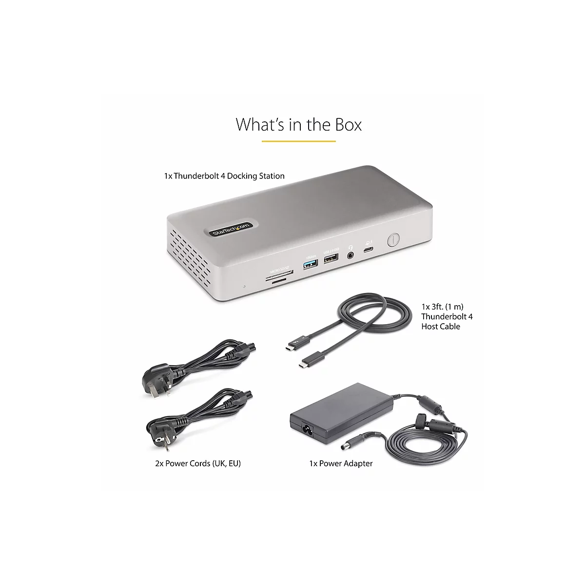 StarTech.com Thunderbolt 4 Multi-Display Docking Station, Quad/Triple/Dual Monitor Dock, 2x HDMI/2x DisplayPort, 7x USB Hub, 2.5 Gigabit Ethernet, 98W Power Delivery, for Windows/MacBook - TB4 Host Cable (132UE-TB4USB4DOCK) - Dockingstation - Thun...