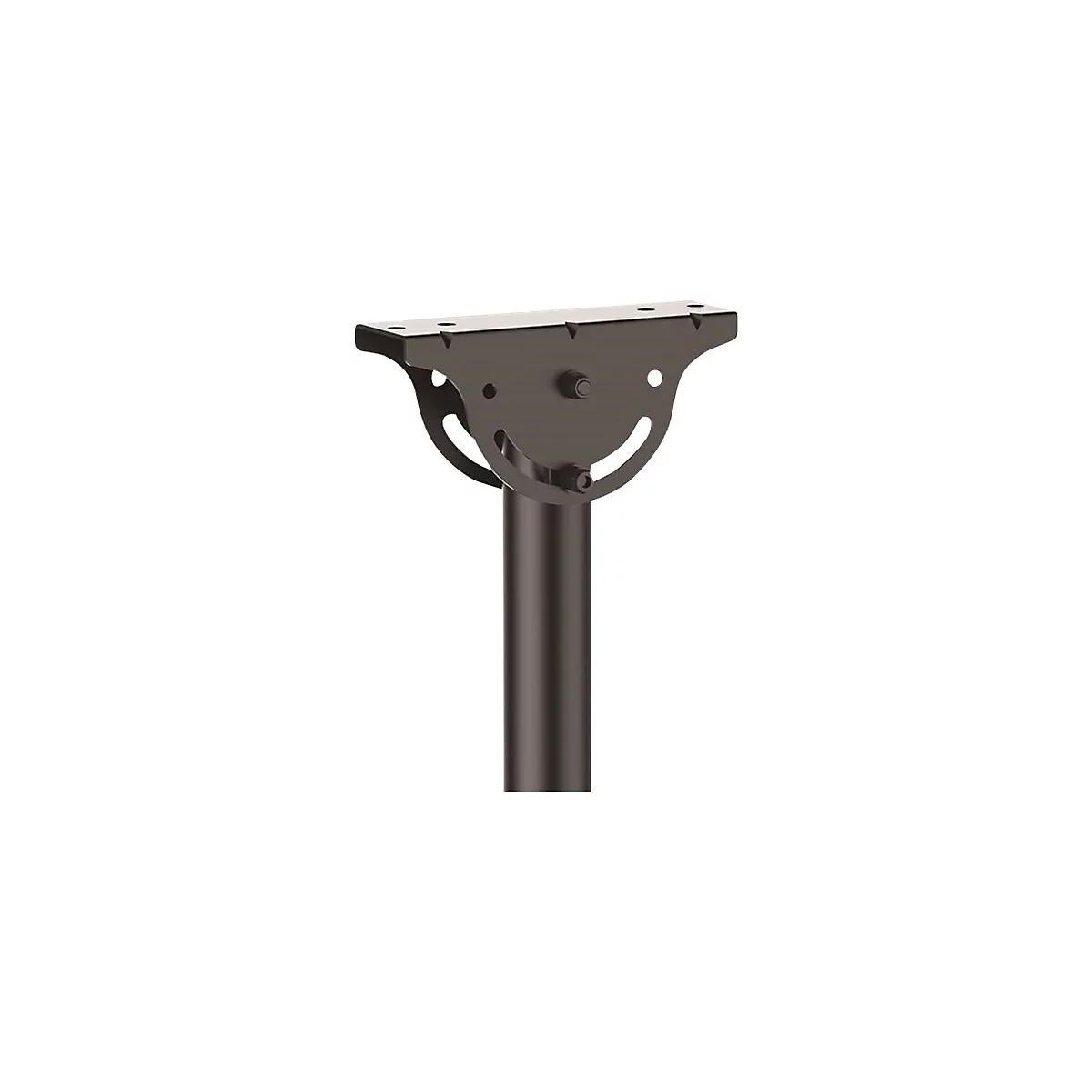 Metall-Tischbein, dunkelbraun, mit Befestigungsplatte und Justiermechanismus.