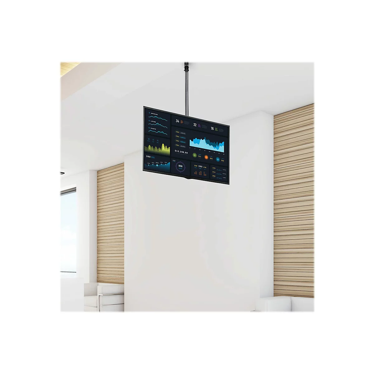 StarTech.com TV Deckenhalterung - 2,5m bis 3m Stange - Vollbewegliche Fernsehhalterung - TV VESA Halterung 32 bis 75 Zoll (81cm - 178cm) - Klammer - für Flachbildschirm - Schwarz