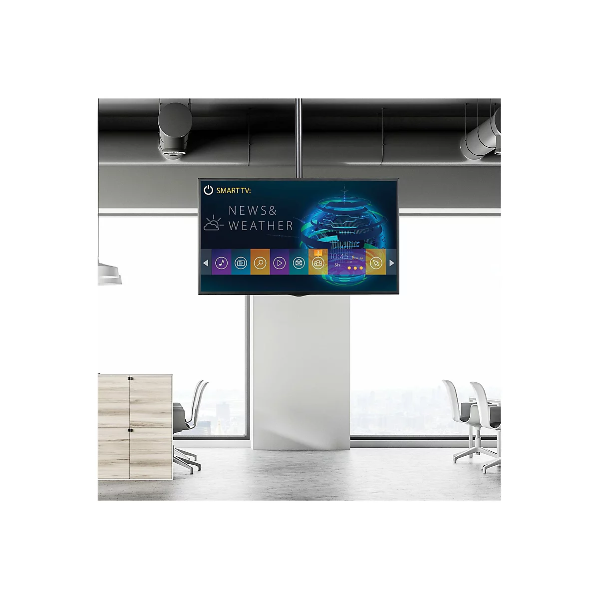 StarTech.com TV Deckenhalterung - 2,5m bis 3m Stange - Vollbewegliche Fernsehhalterung - TV VESA Halterung 32 bis 75 Zoll (81cm - 178cm) - Klammer - für Flachbildschirm - Schwarz