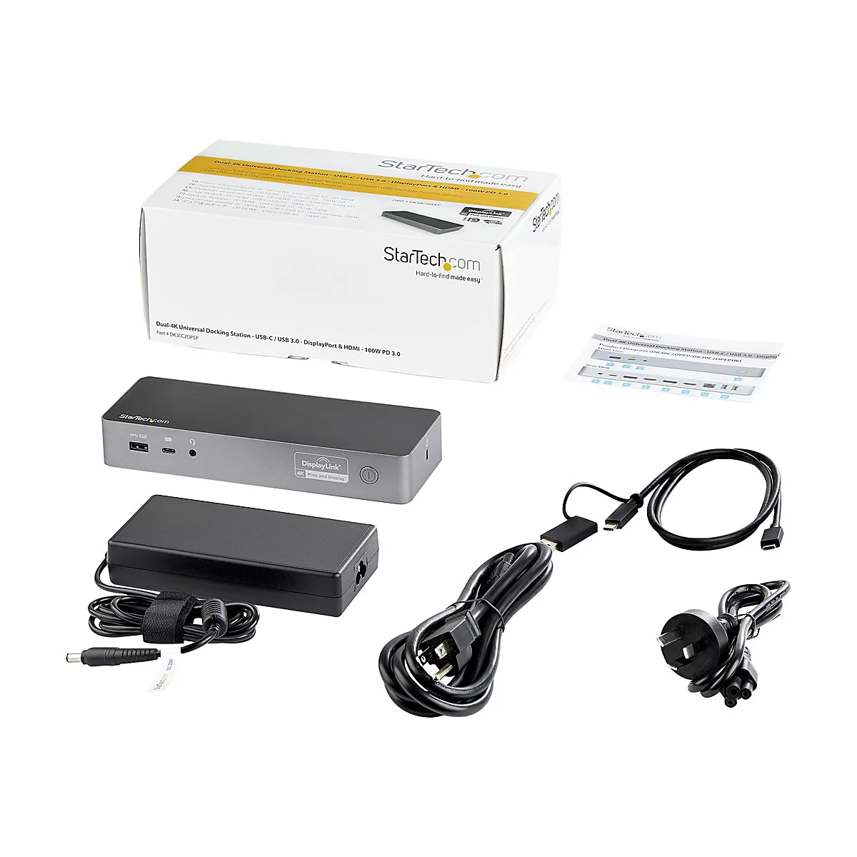 StarTech.com Universal Laptop Dockingstation - USB-C & USB 3.0 Dock - Dual 4K - Mac Windows & Chrome OS - DK30C2DPEPUE - Dockingstation - USB-C - 2 x HDMI, 2 x DP - GigE