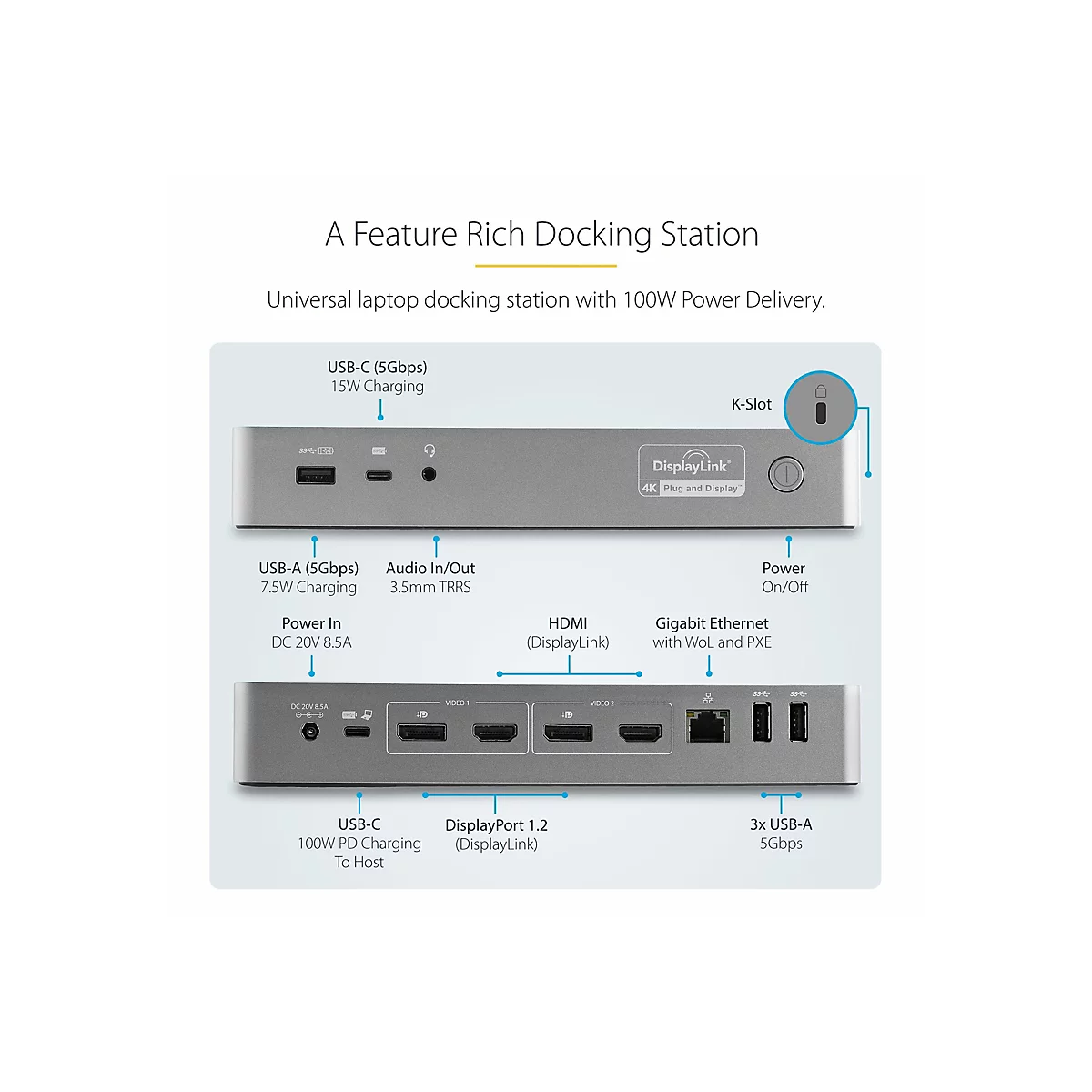 StarTech.com Universal Laptop Dockingstation - USB-C & USB 3.0 Dock - Dual 4K - Mac Windows & Chrome OS - DK30C2DPEPUE - Dockingstation - USB-C - 2 x HDMI, 2 x DP - GigE