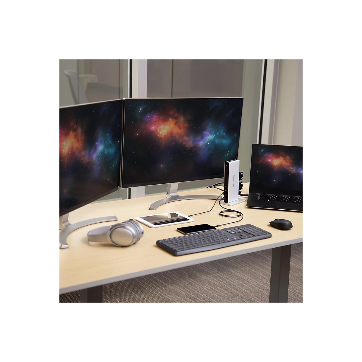 StarTech.com USB 3.0 Dockingstation - kompatibel mit Windows / macOS - Dual DVI Monitor - mit DVI auf HDMI und VAG Adapter - Dockingstation - USB - DVI - GigE