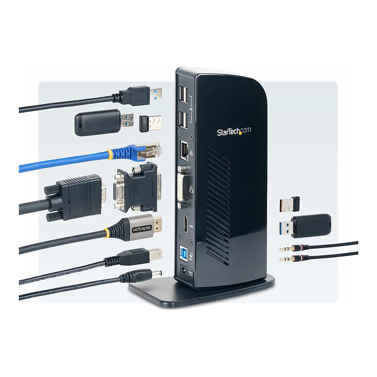 StarTech.com USB 3.0 Dockingstation, kompatibel mit Windows / macOS, unterstützt Dual Displays, HDMI und DVI, inkl. DVI zu VGA Adapter - Dockingstation - USB - GigE