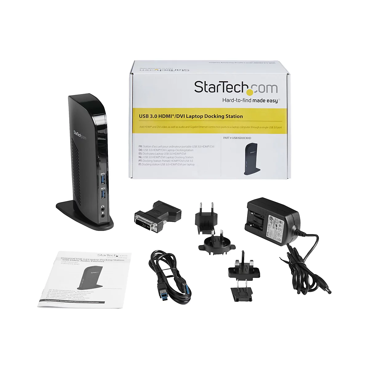 StarTech.com USB 3.0 Dockingstation, kompatibel mit Windows / macOS, unterstützt Dual Displays, HDMI und DVI, inkl. DVI zu VGA Adapter - Dockingstation - USB - GigE