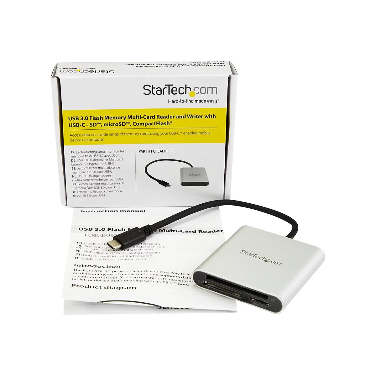StarTech.com USB 3.0 Kartenleser mit USB-C - SD, MicroSD, CompactFlash Speicherkartenleser mit USB-C Kabel - Kartenleser - USB 3.0
