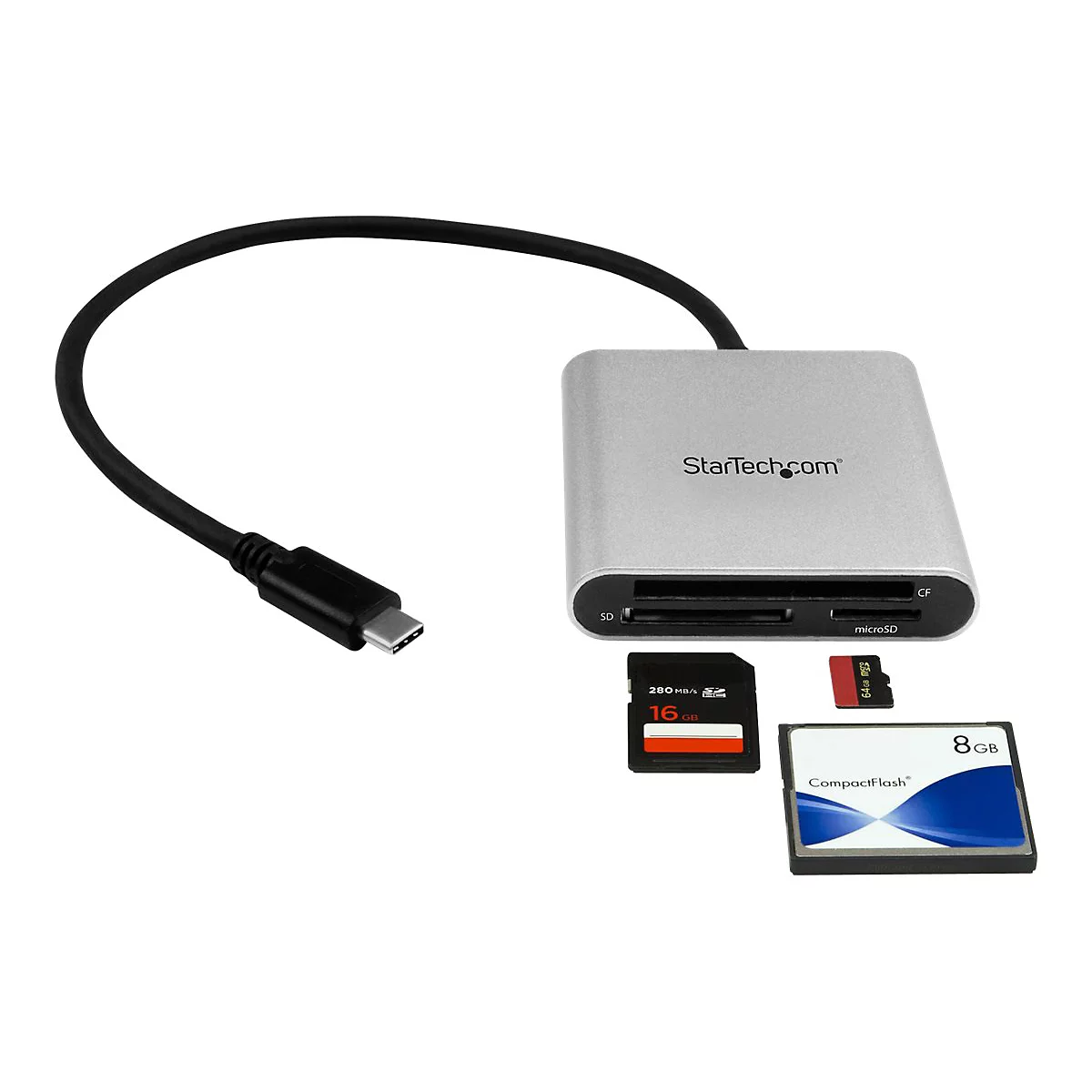 StarTech.com USB 3.0 Kartenleser mit USB-C - SD, MicroSD, CompactFlash Speicherkartenleser mit USB-C Kabel - Kartenleser - USB 3.0