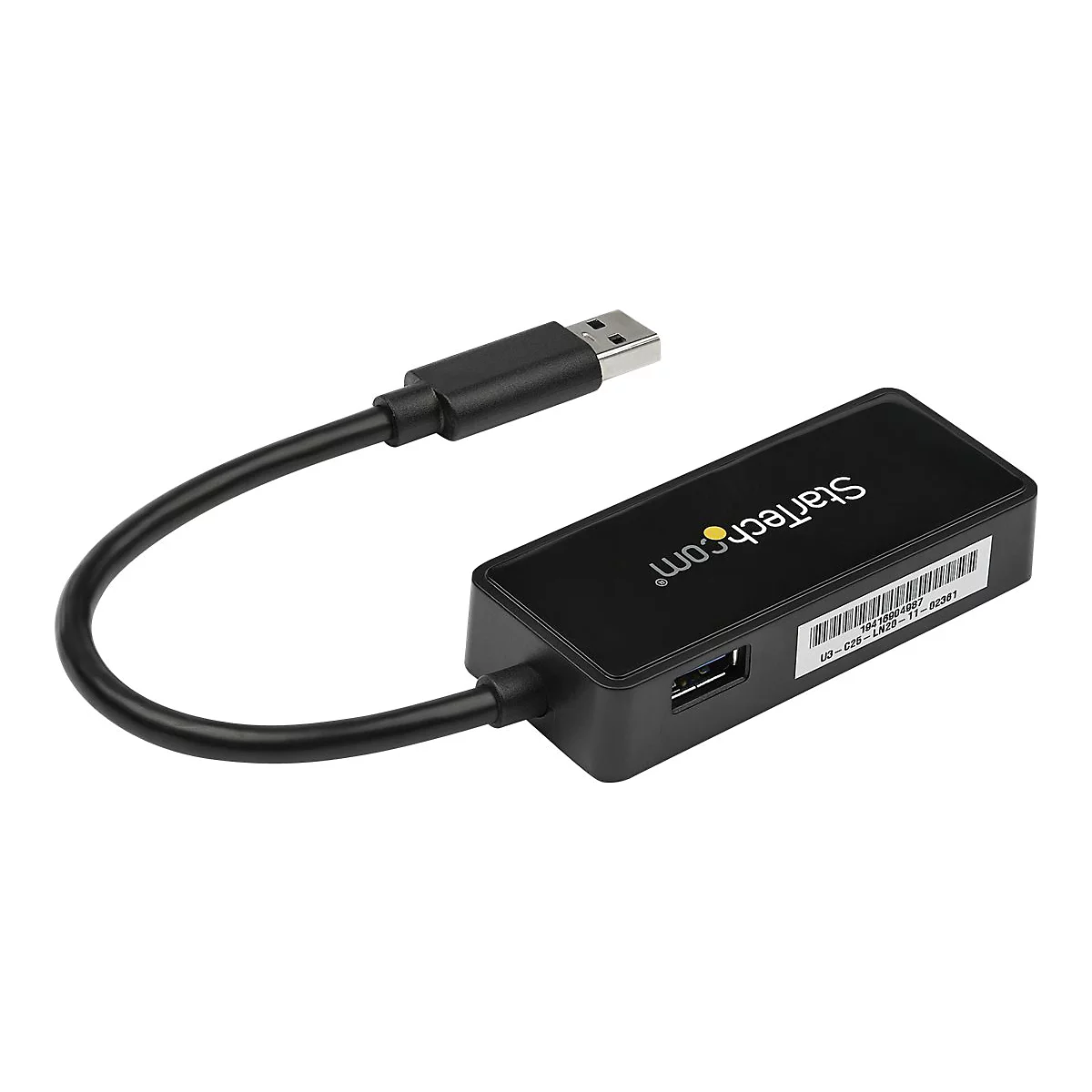 StarTech.com USB 3.0 SuperSpeed auf Gigabit Ethernet Lan Adapter mit USB Port - 10/100/1000 RJ45 NIC Netzwerkadapter - St/Bu - Schwarz - Netzwerkadapter - USB 3.0 - Gigabit Ethernet