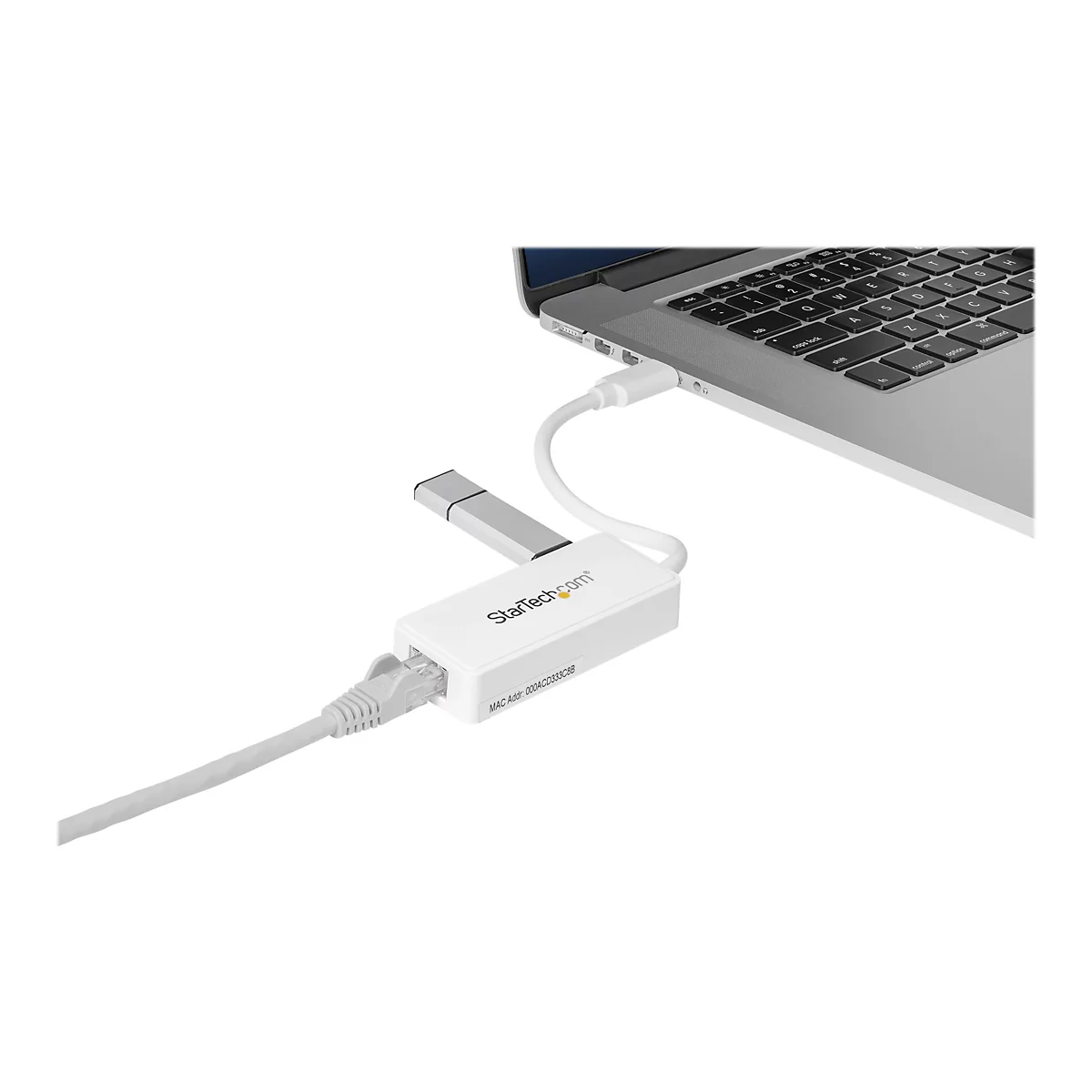 StarTech.com USB 3.0 SuperSpeed auf Gigabit Ethernet Lan Adapter mit USB Port - 10/100/1000 RJ45 NIC Netzwerkadapter - St/Bu - Weiß - Netzwerkadapter - USB 3.0 - Gigabit Ethernet