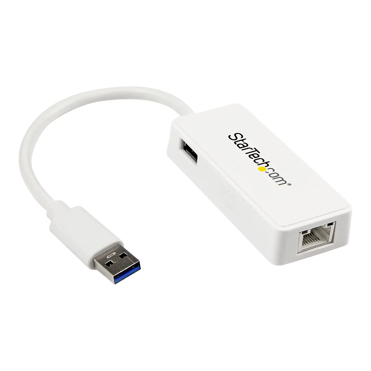StarTech.com USB 3.0 SuperSpeed auf Gigabit Ethernet Lan Adapter mit USB Port - 10/100/1000 RJ45 NIC Netzwerkadapter - St/Bu - Weiß - Netzwerkadapter - USB 3.0 - Gigabit Ethernet