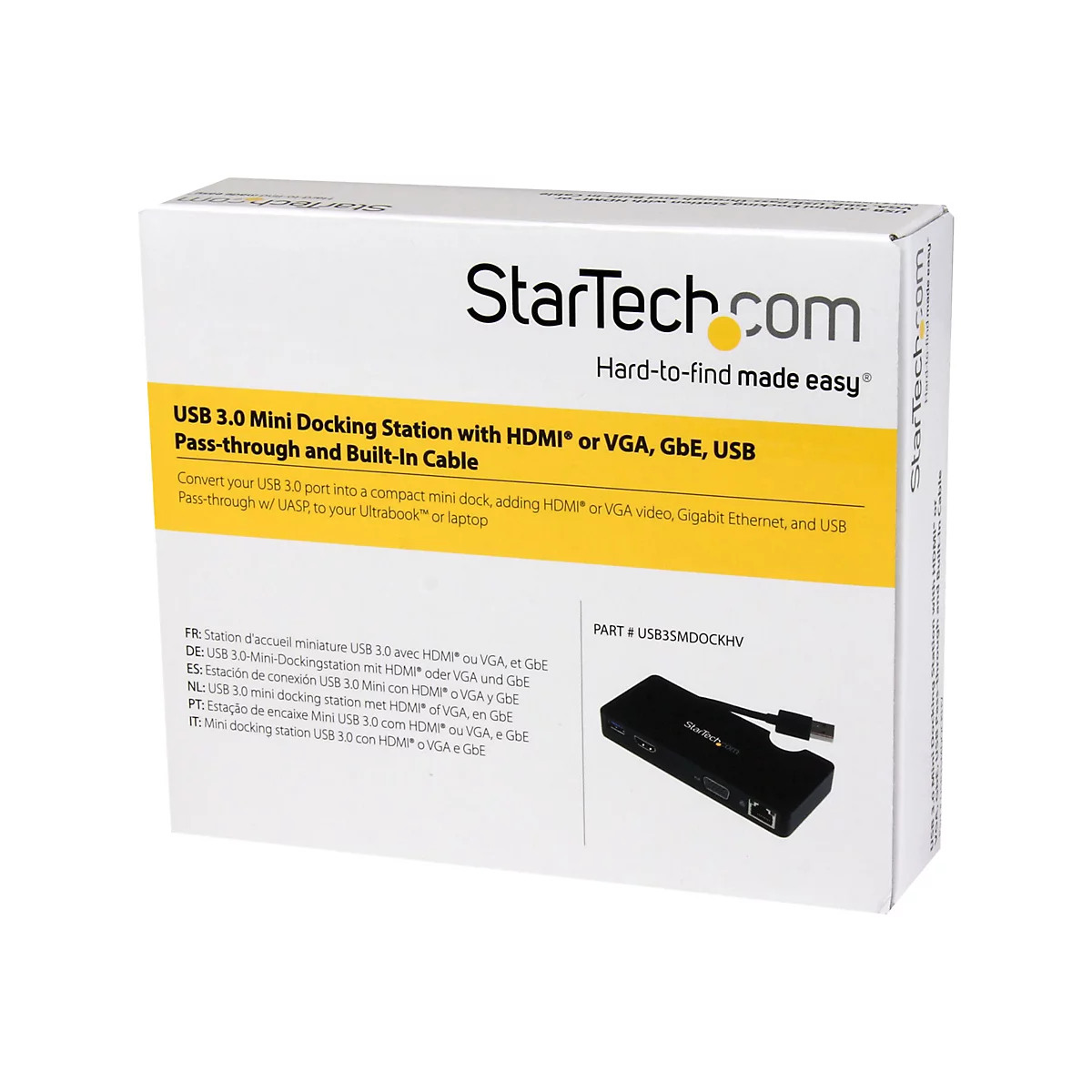 StarTech.com USB 3.0 Universal Laptop Mini Dockingstation mit HDMI oder VGA, Gigabit Ethernet, USB 3.0 - Dockingstation - USB - HDMI - GigE