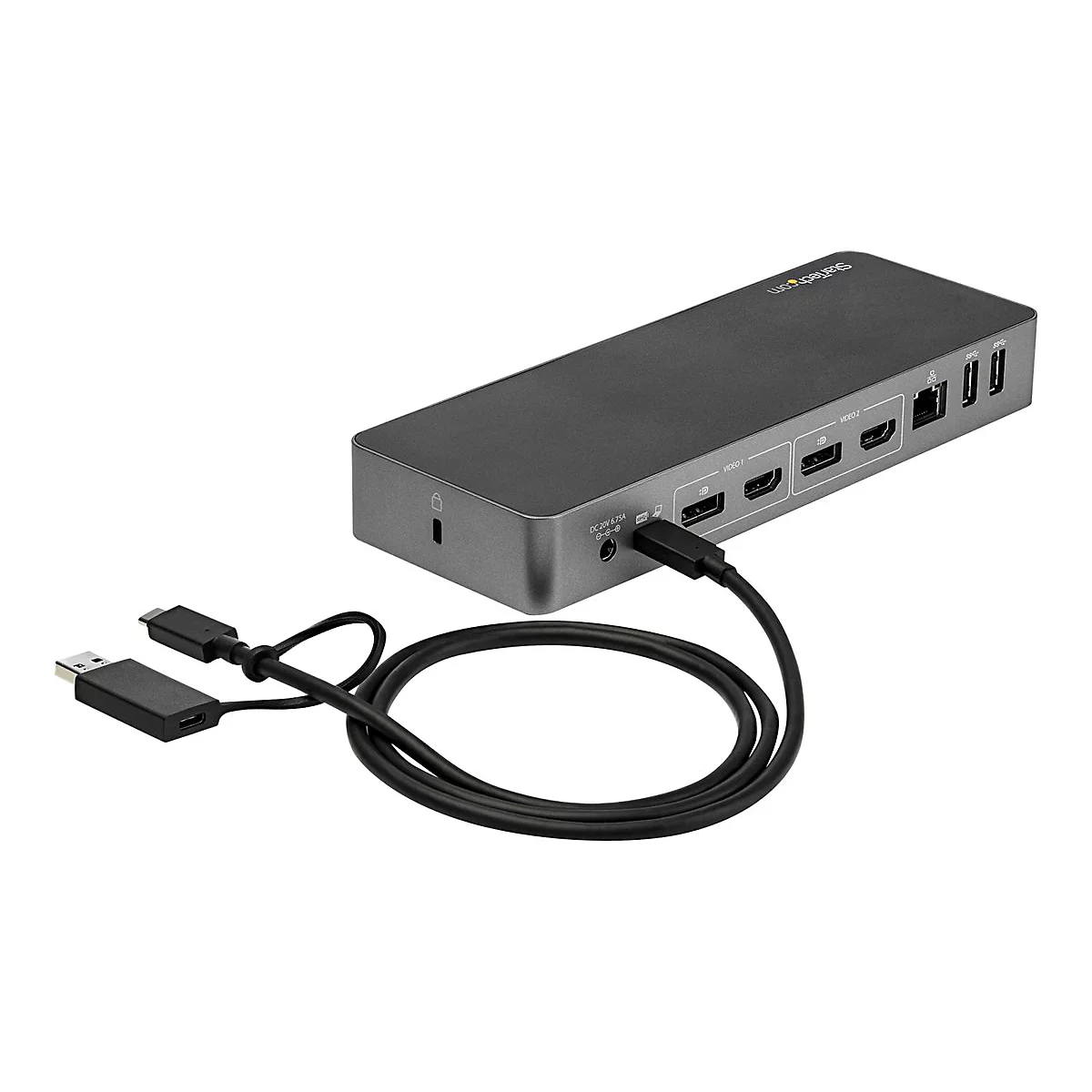 StarTech.com USB-A & USB-C Docking station - Hybrid Universal Laptop Dockingstation für zwei Monitoren 4K60Hz HDMI & DP - USB 3.1 Hub, GbE - 60W Power Delivery - Windows, Mac & Chrome (DK30C2DPPDUE) - Dockingstation
