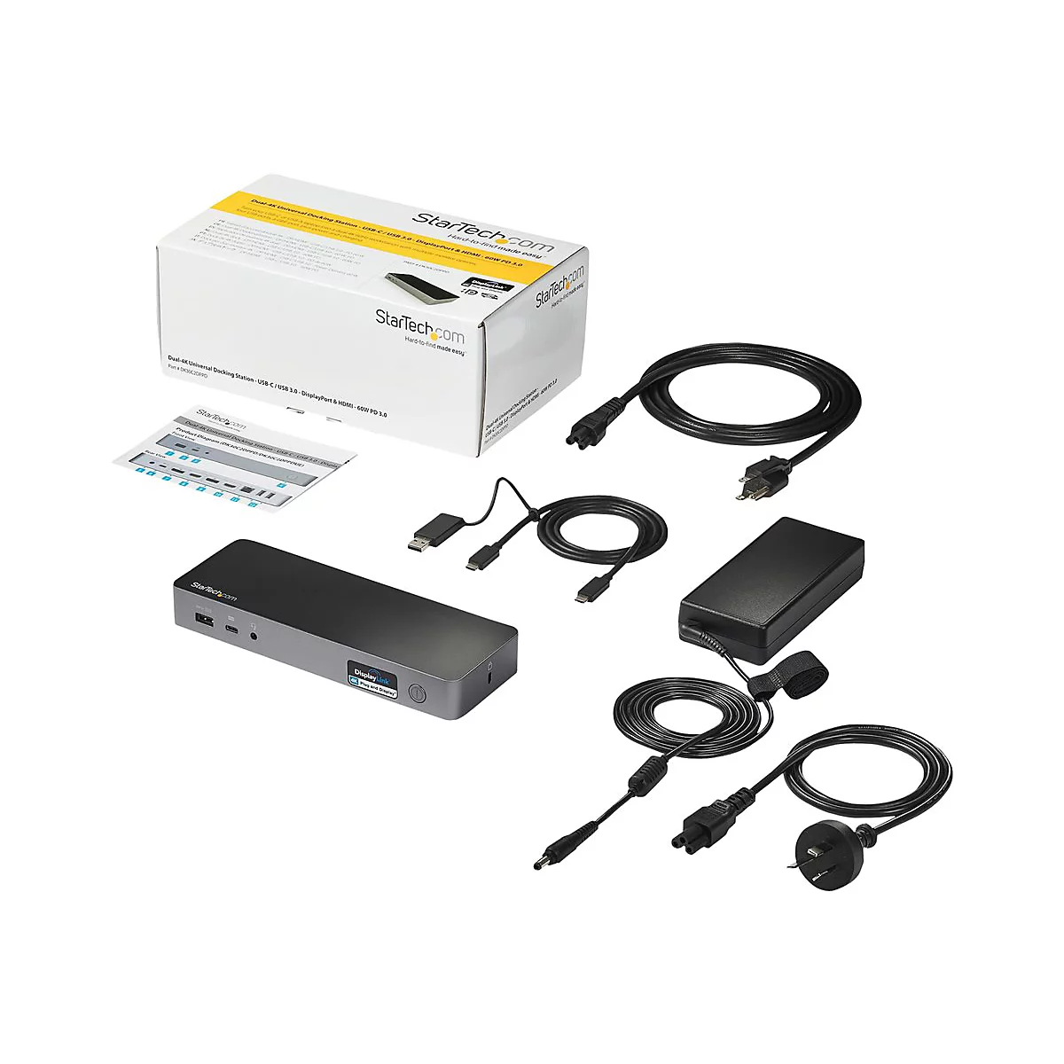 StarTech.com USB-A & USB-C Docking station - Hybrid Universal Laptop Dockingstation für zwei Monitoren 4K60Hz HDMI & DP - USB 3.1 Hub, GbE - 60W Power Delivery - Windows, Mac & Chrome (DK30C2DPPDUE) - Dockingstation