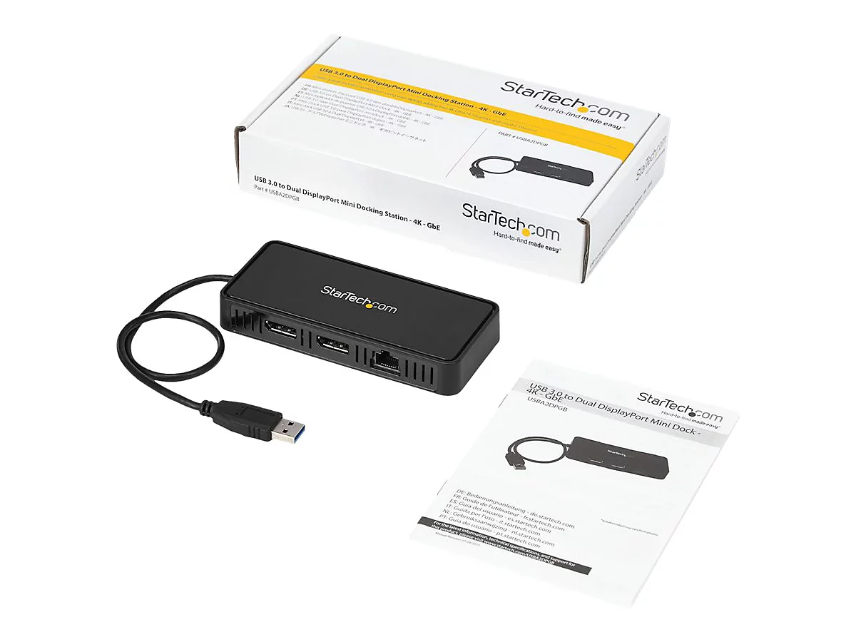 StarTech.com USB auf Dual DisplayPort - Mini Dock - Mac und Windows - Dual 4K 60Hz - GbE - DisplayPort Hub