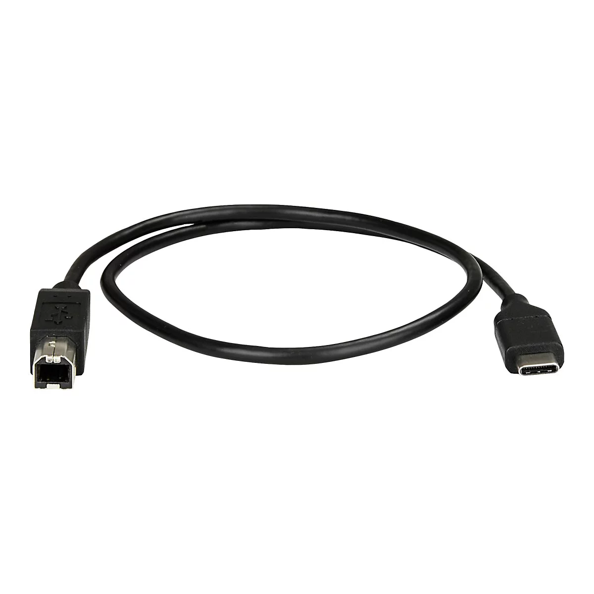 Schwarzes USB-Kabel mit einem FireWire- und einem USB-C-Anschluss.