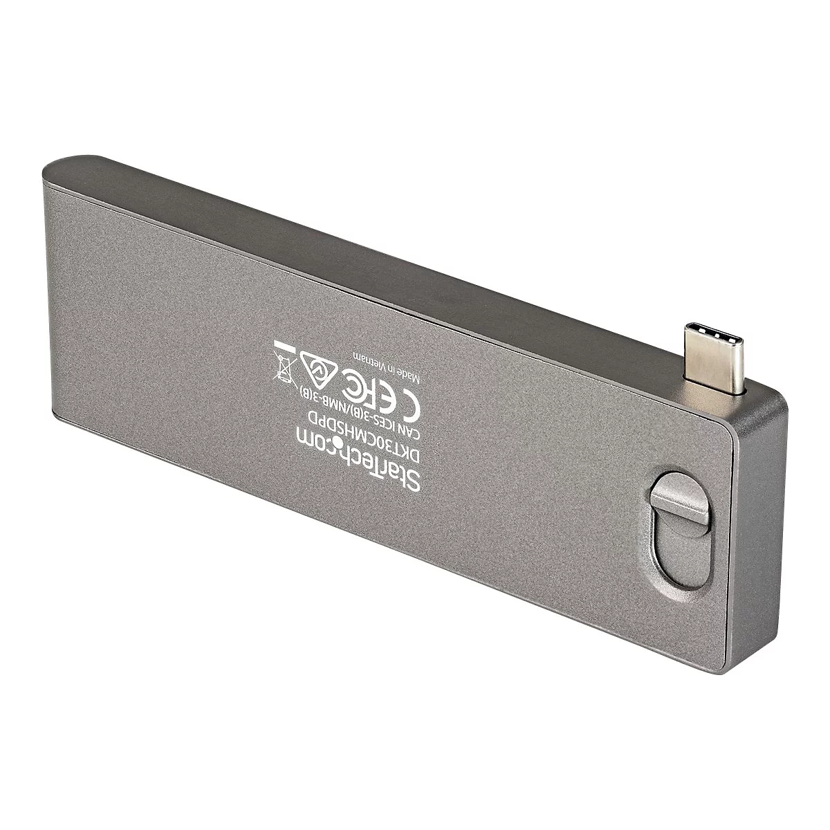 Graues, rechteckiges GerÃ¤t mit USB-C-Anschluss und Startech-Logo.