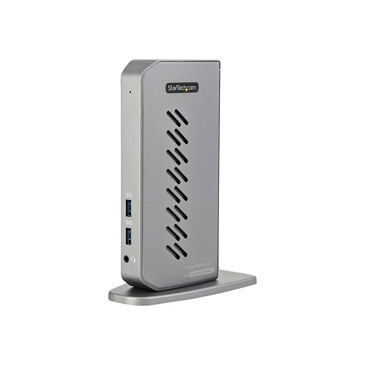 Graues Dockingstation mit USB-AnschlÃ¼ssen und LÃ¼ftungsschlitzen. Das StarTech.com-Logo ist sichtbar.