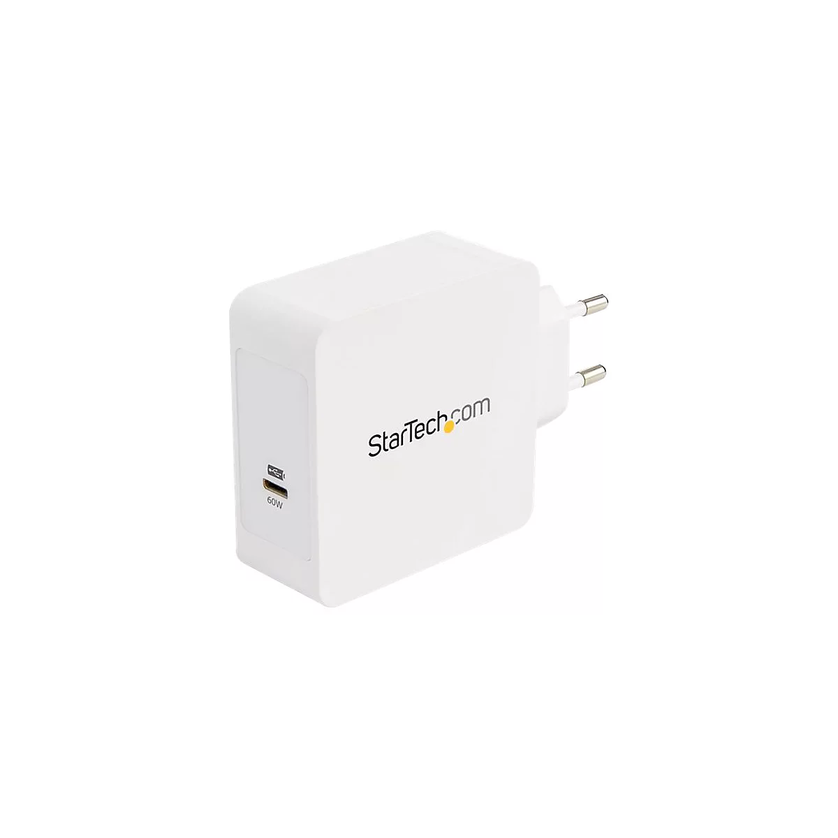 Weißes Netzteil mit Aufdruck "StarTech.com" und USB-C-Anschluss, 60W.