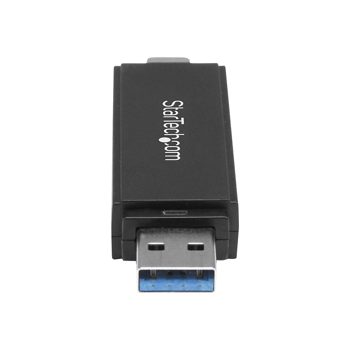Schwarzer USB-Adapter mit blauen Kontakten und StarTech.com-Logo.