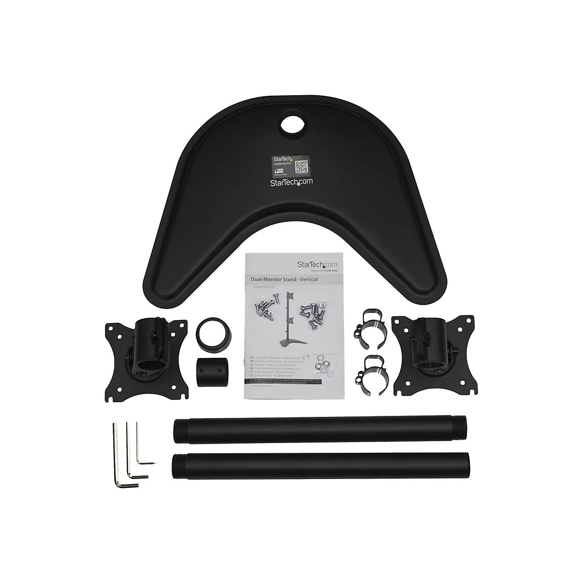 StarTech.com Vertikale Dual Monitorhalterung - Heavy Duty Stahl - Für VESA Monitore bis zu 27 Zoll - Verstellbarer zweifach Moniotrständer - Aufstellung - für 2 Monitore - Schwarz
