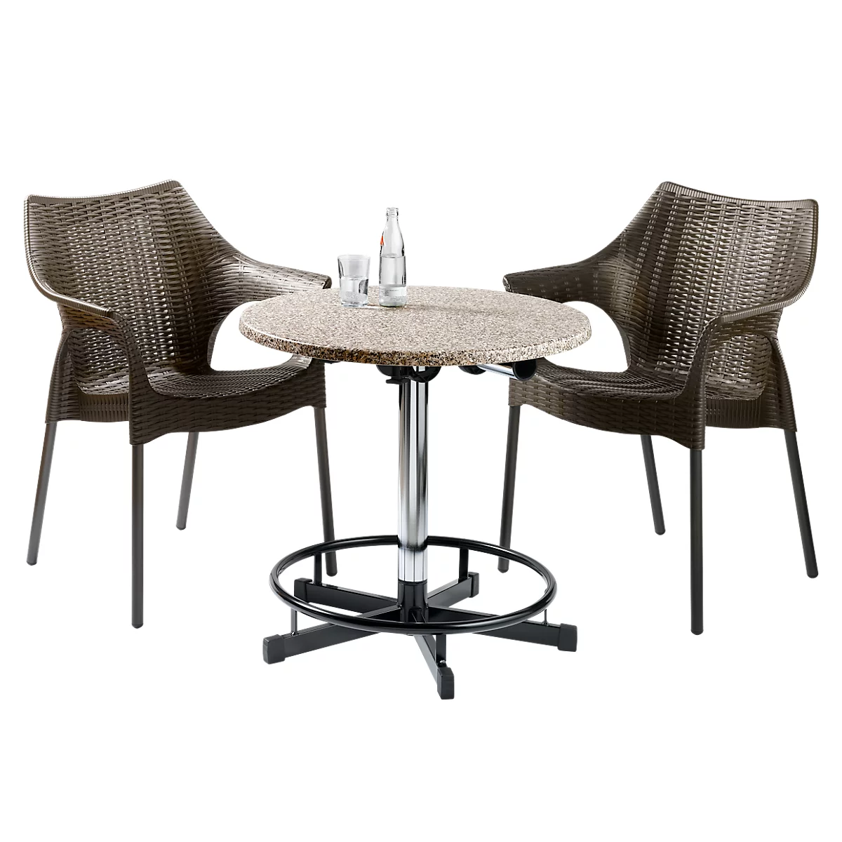 Statafel, weerbestendig, Ø 700 x H 720 - 1200 mm, beige gemarmerd