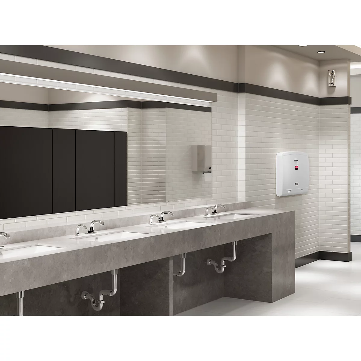 Station à langer Rubbermaid®, pour montage mural horizontal, antimicrobien, pliable, tablette, support pour jusqu'à 40 documents, PP, blanc