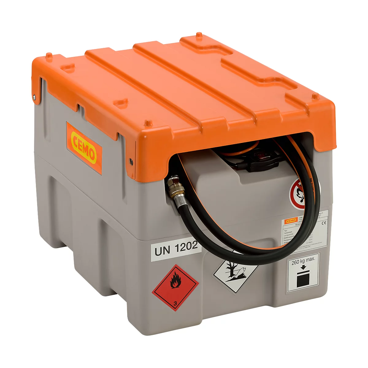 Station de remplissage mobile CEMO pompe électrique CENTRI SP30, 200 l, 12 V, 30 l/min, pistolet automatique, couvercle à charnière, L 80 x P 62 x H 61 mm