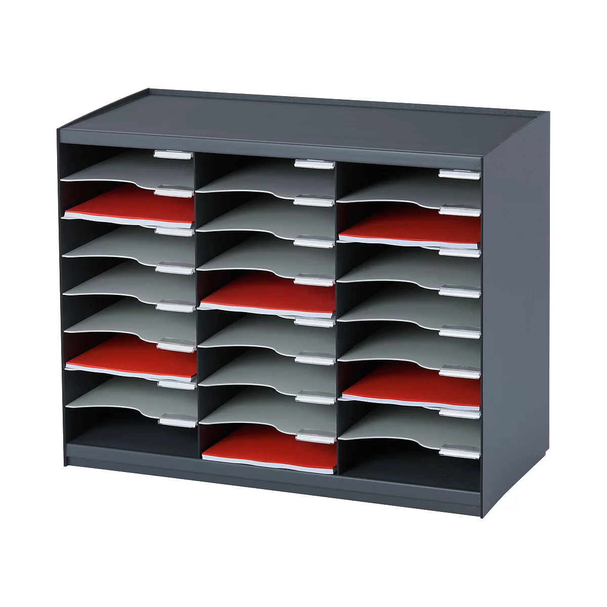 Station de tri PAPERFLOW, format A4, polystyrène, 24 compartiments, anthracite