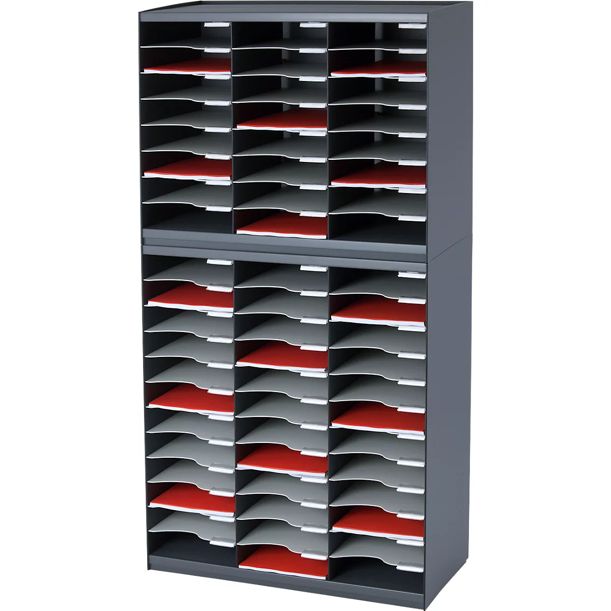 Station de tri PAPERFLOW, format A4, polystyrène, 36 compartiments, anthracite