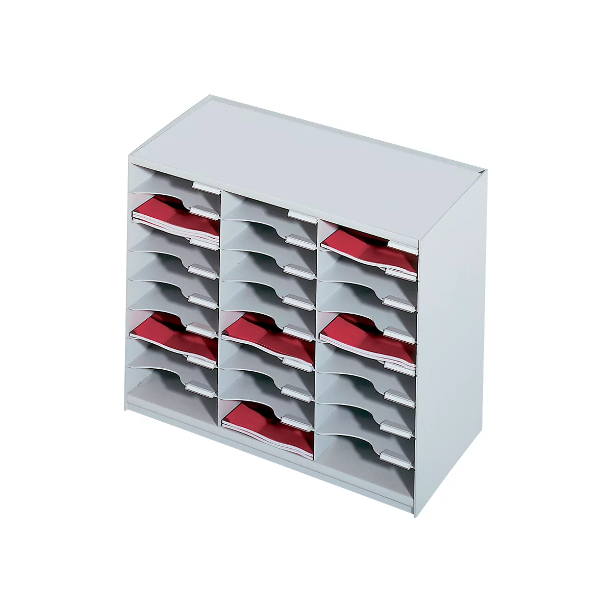 Station de tri PAPERFLOW, format A4, polystyrène, l. 674 x P 304 x H 548 mm, 24 compartiments, gris clair